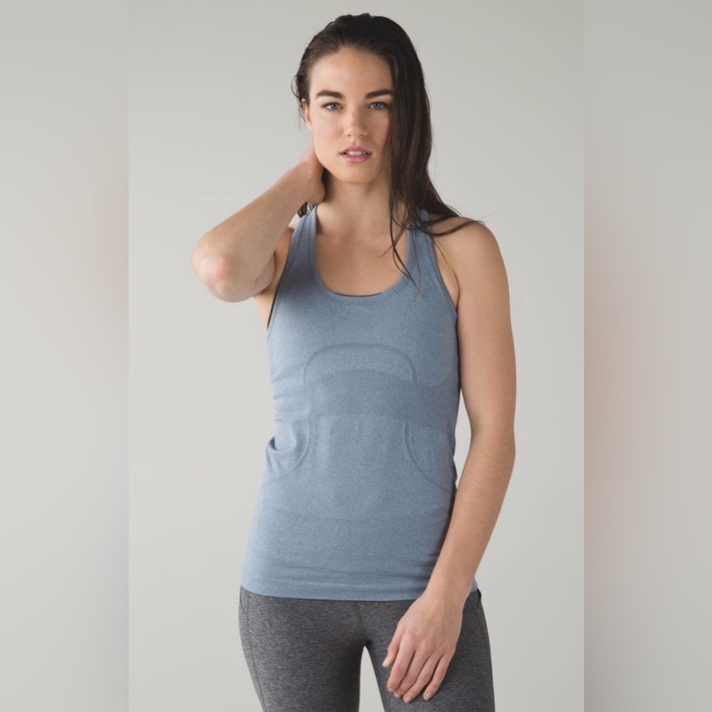 Lululemon Swiftly Tech Racerback Tank in Heathered Blue Denim